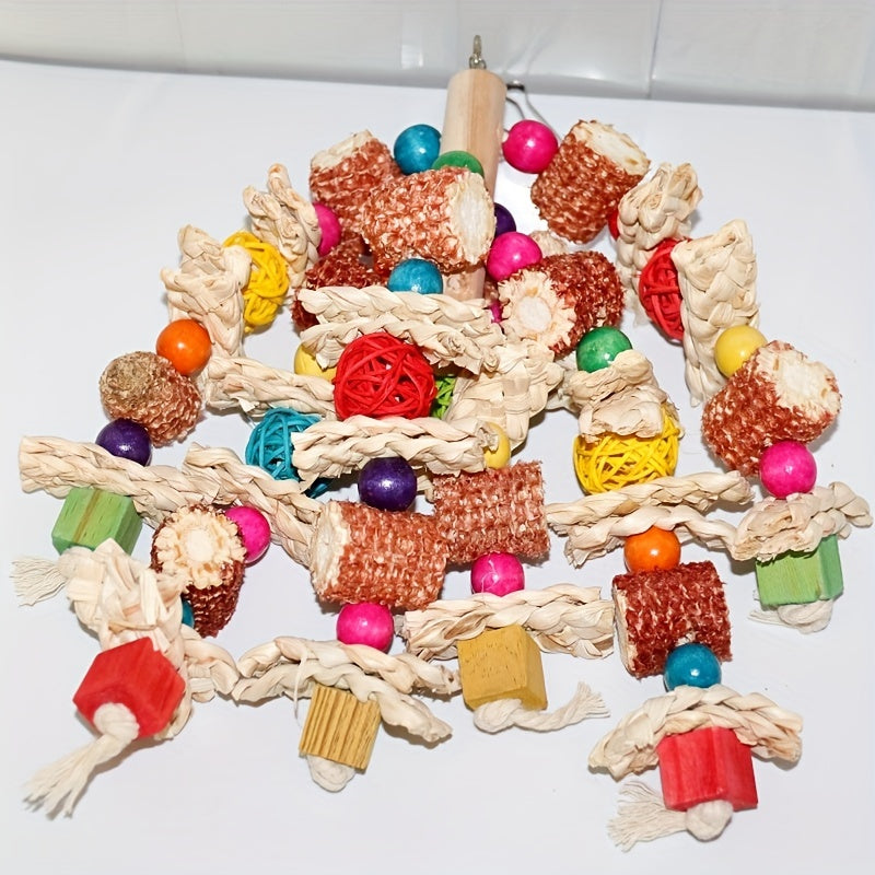 1pc Natural Corn Cob Delight - Stimulating Bird Chew Toy for Small and Medium-Sized Parrots, Cage Toys for Healthy Beak Exercise, Fun and Interactive Playtime, Durable and Long-Lasting