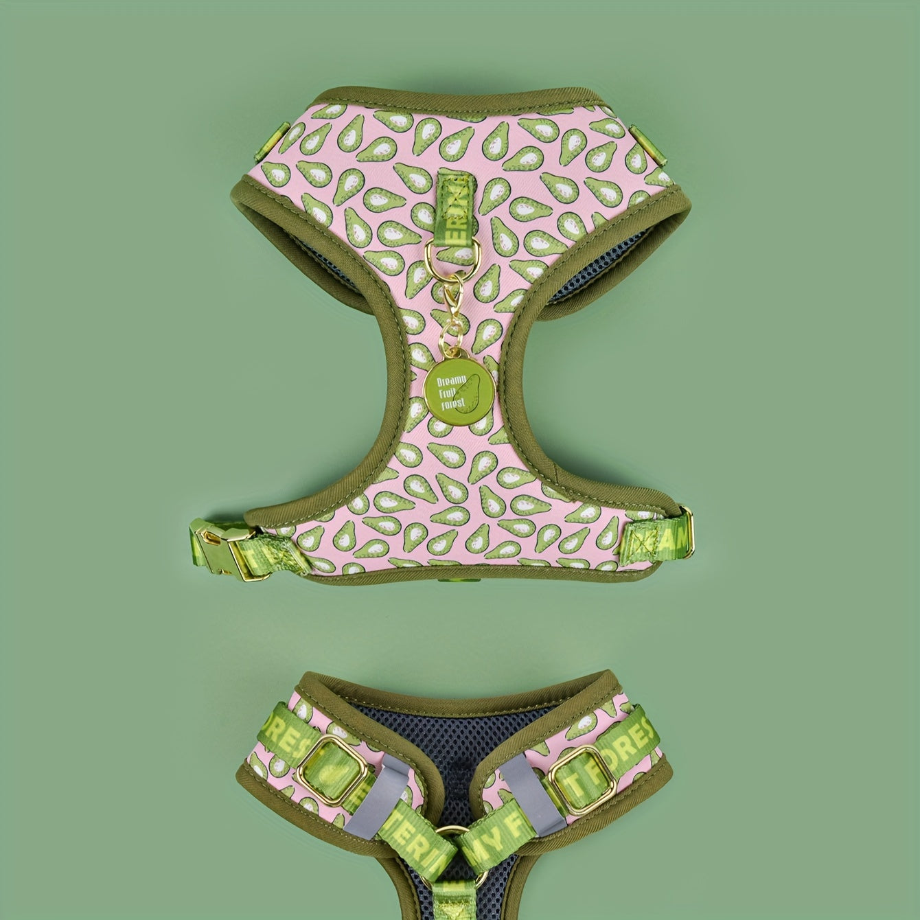 Luxury Design Golden Metal Clasp 1pc Fashion Printed Pet Harness - High Quality Hardware - Suitable for Small, Medium And Large Dogs + 1 Color Matching ID Tag - Holiday Gift for Thanksgiving Christmas