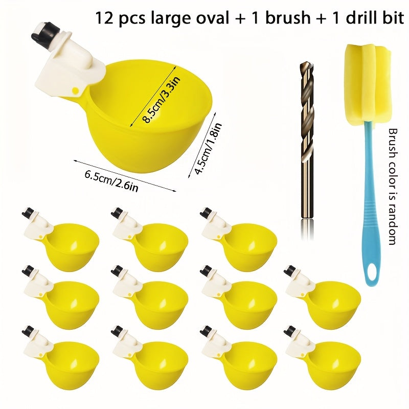 6/12/20pcs Automatic Chicken Waterers with Cleaning Brush - Premium PP Self-Stopping Dispensers for Coop Farming | Durable, Tool-Free Install | Ideal for Chickens, Ducks, Poultry & Birds | Leak-Proof & Easy to Refill