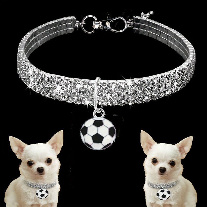 Luxurious Crystal Diamond Pet Collar - Fashionable Zinc Alloy Necklace for Dogs & Cats, Plaid Pattern