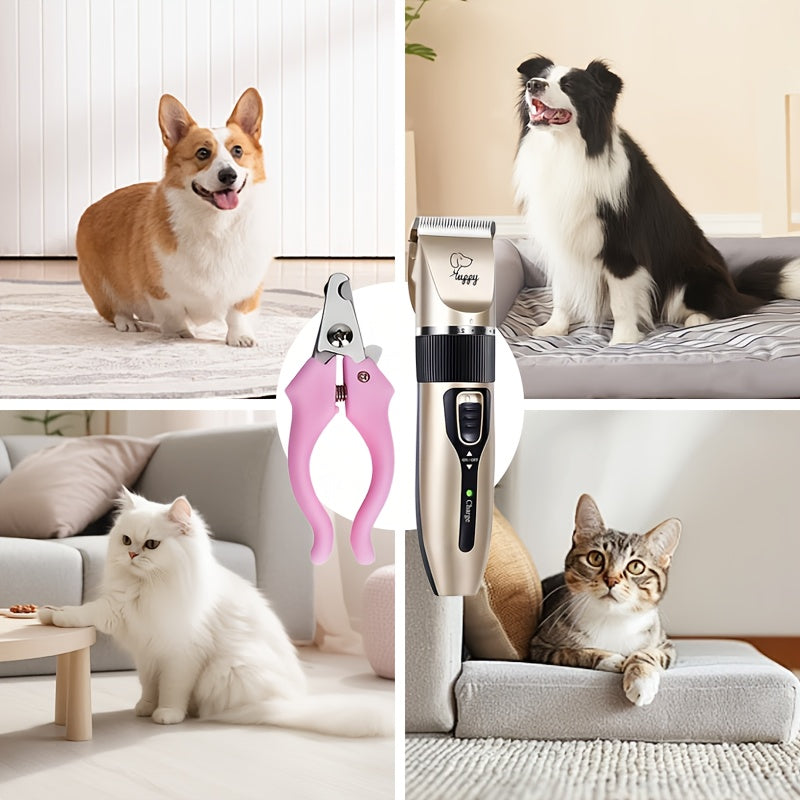 12-in-1 Premium Pet Grooming Kit - Electric Precision Trimmers with Gentle Hair Cutting Technology, Silent Clippers for Dogs & Cats, Includes Scissors, Combs, and Accessories - USB Rechargeable, Dog Grooming
