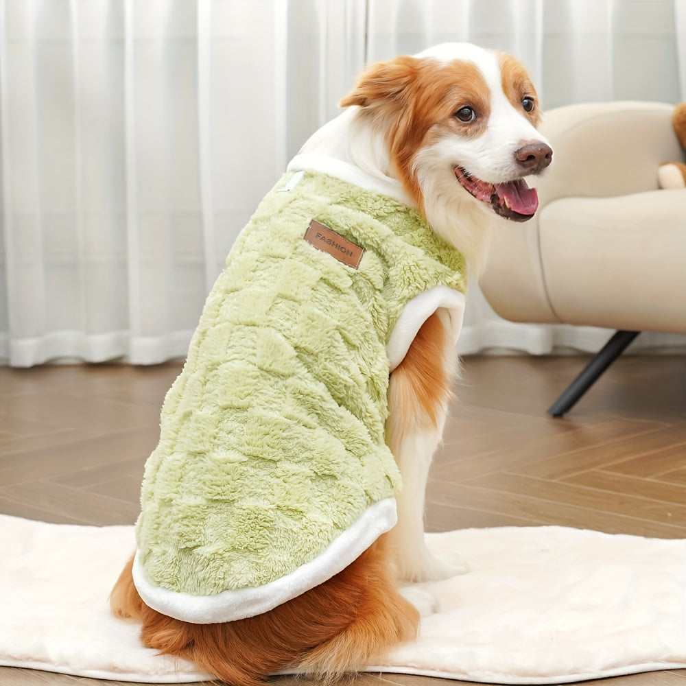 Cozy Plush Floral Dog Sweater for Large Breeds - Soft Fleece-Lined Winter Pet Apparel in Lime Green & White, Hand Wash Only, Perfect for Golden Retrievers and Other Dogs, Dog Comfort Wear | Pullover Dog Outfit | Plush Polyest