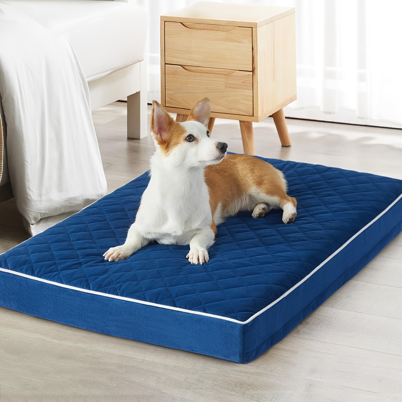 Orthopedic Memory Foam Dog Bed With Removable Washable Cover, Non-Slip Bottom - Rectangular Quilted Pet Bed For Dogs