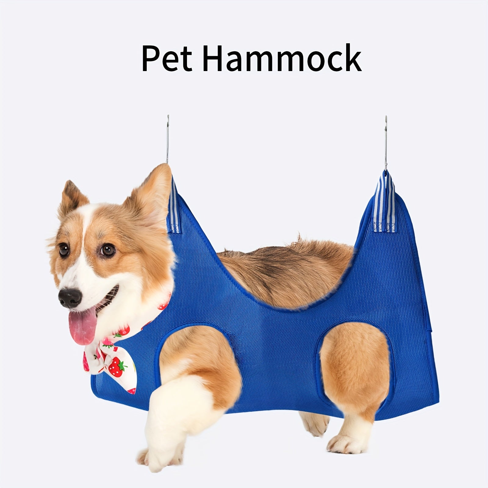Secure & Easy Comfort-Grip Pet Grooming Hammock - Durable Polyester Non-Slip Adjustable Straps for Small to Medium Dogs and Cats, Blue