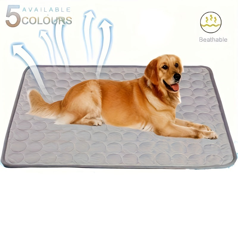 Cooling Dog Bed, Bite-Resistant Pet Mat, Breathable Ice Silk Cushion for Summer Comfort