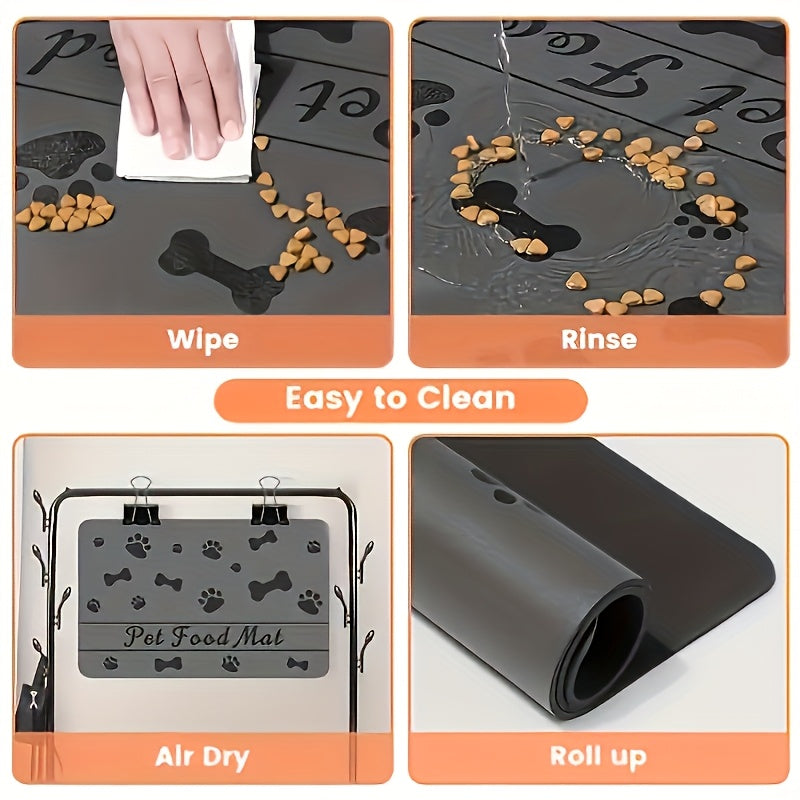 Pet Feeding Mat - Absorbent Pet Mat For Food And Water Bowls, Quick Drying Water Dispensing Mat With Waterproof Rubber Sole, Suitable For Dogs And Cats