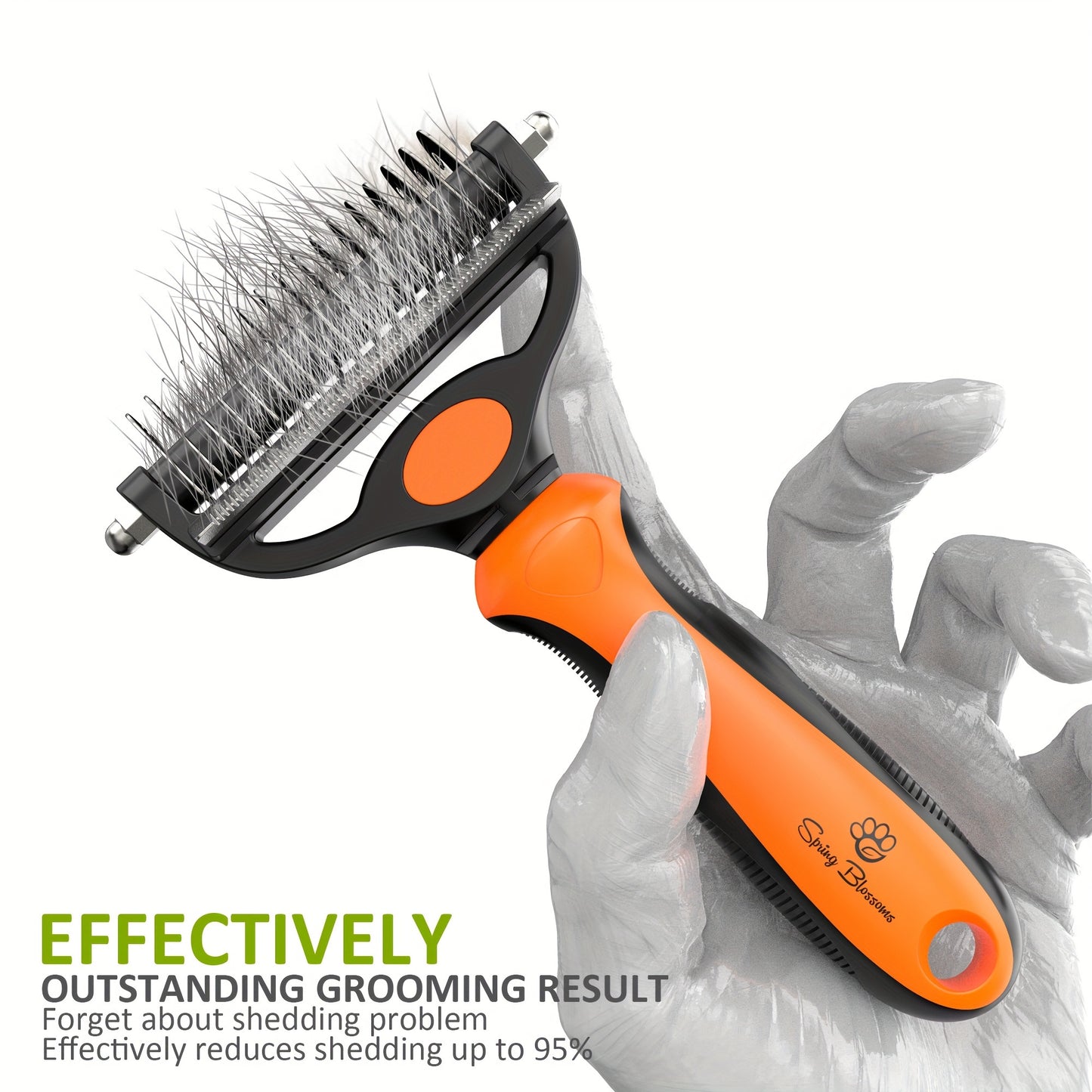 2 in 1 Professional Grooming Rake for Cats & Dogs-Dematting Comb for Easy Mats & Tangles Removing,Hair Removal Cleaner for Pets, Without Battery