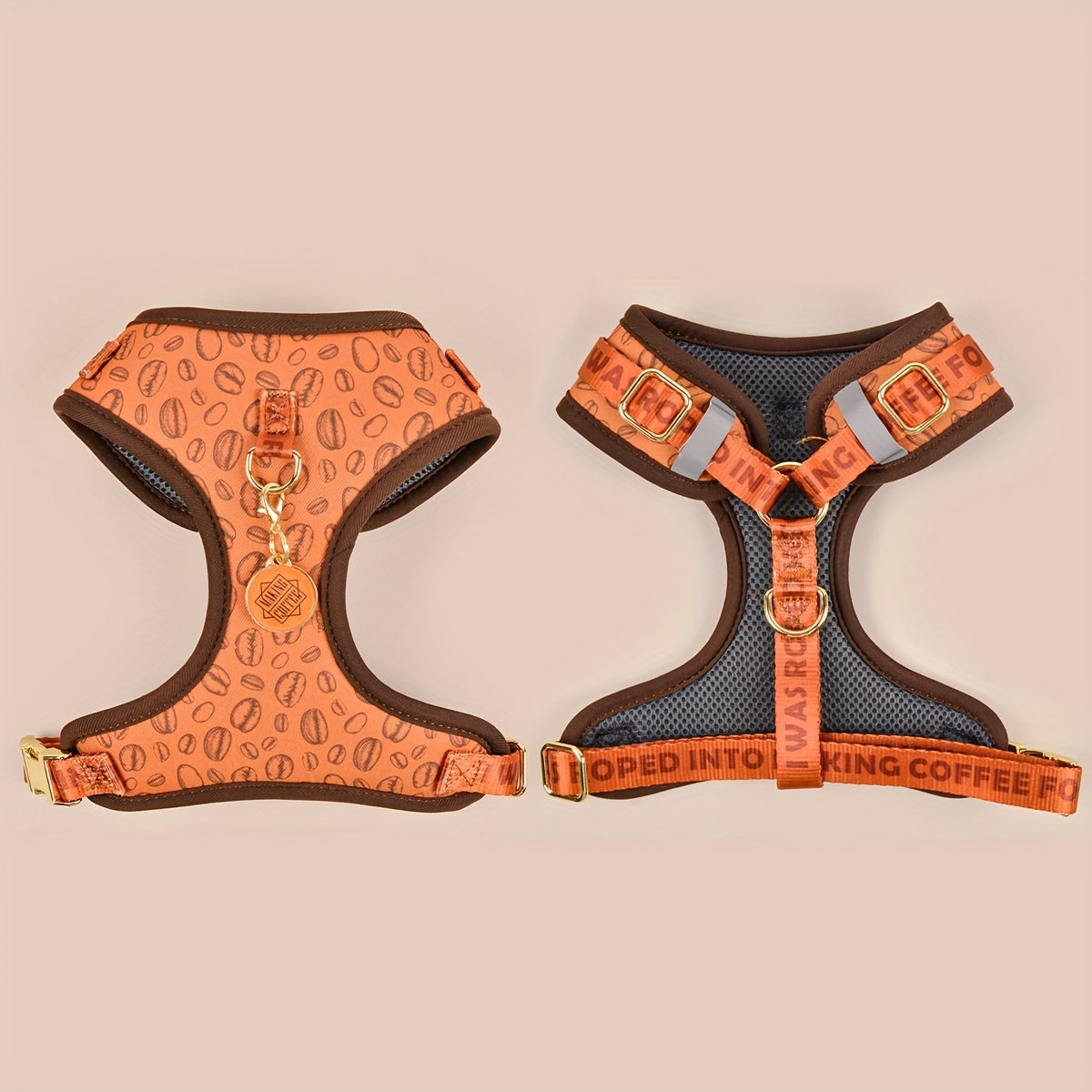 Luxury Golden Metal Clasp Fashion Printed Pet Harness