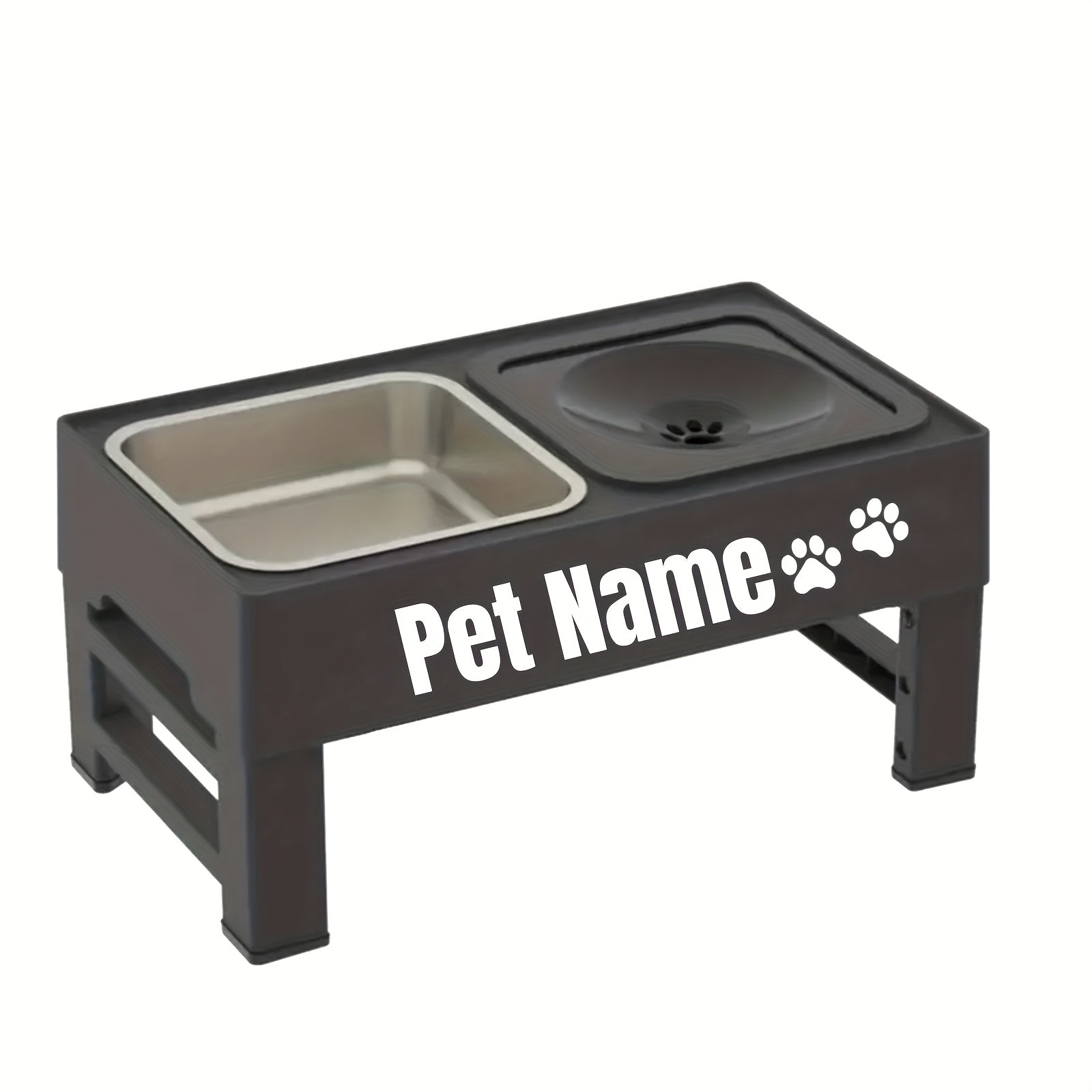 1pc Customizable 2-in-1 Adjustable Raised Dog Bowls with No Spill Design - Stainless Steel & Plastic, Ideal for Small, Medium, Large Dogs & Cats, Elevated Pet Feeding Station, Pet Feeding Station | Customizable Pet Accessorie