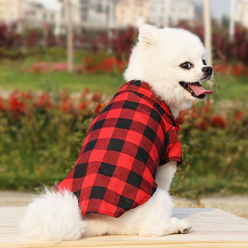 1pc Dog Plaid Suit With Bow Tie, Pet Wedding Attire, Dog Clothes For Small To Large Dogs, Pet Apparel