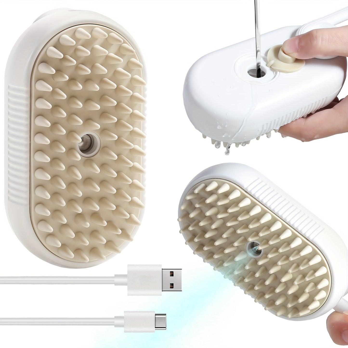 Cat/Dog Steam Brush - Spray Design, 3in 1 Cat Steamy Brush with Steamer, Pet Spray Hair Comb, Steam Brush for Dogs - Suitable for All Pets -Pet Spray Hair Comb (coffee)