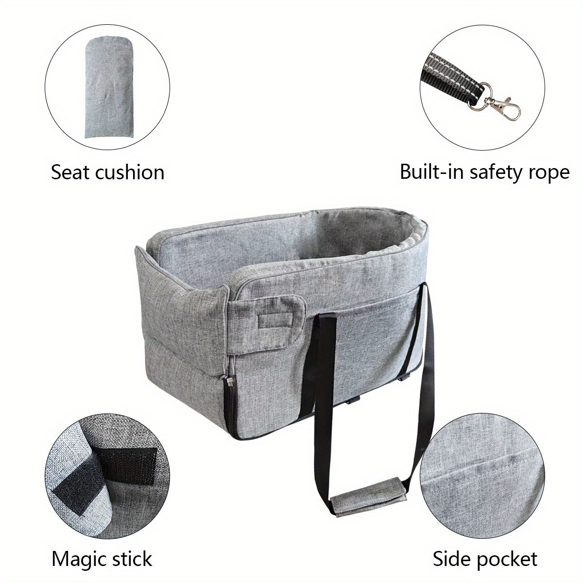 Pet Booster Seat For Cars, Dog Car Carrier With Safety Harness, Central Control Pet Nest, Portable Travel Vehicle Pet Bed