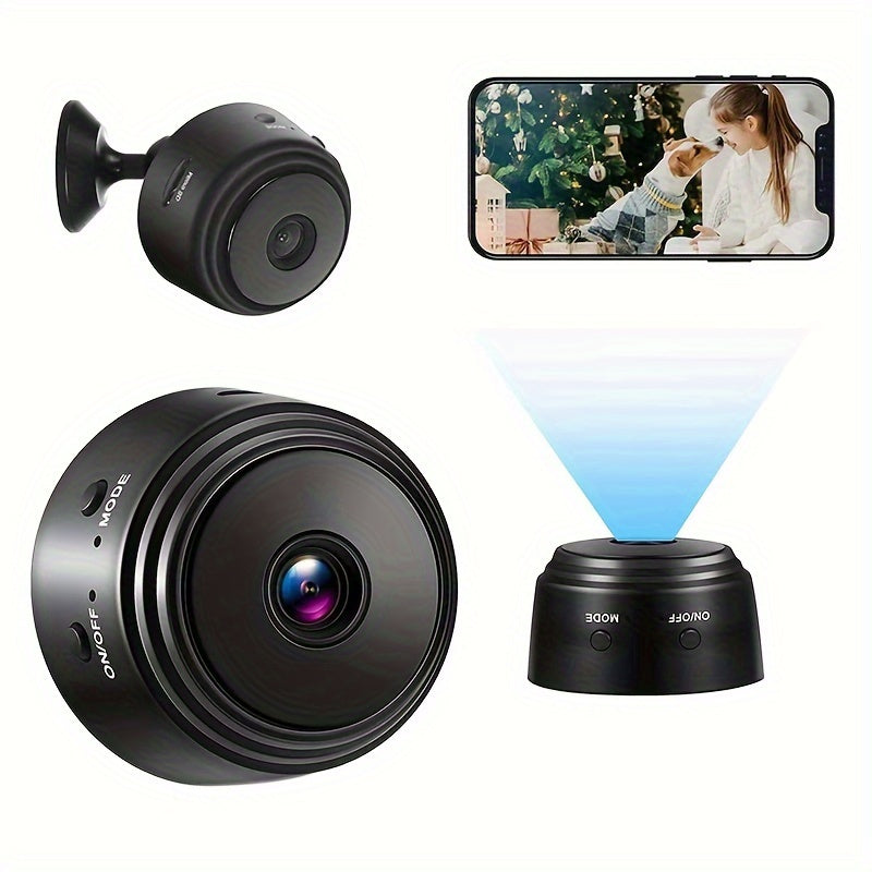 Mini Wireless Camera, 480P HD, USB Rechargeable with Built-in Lithium Polymer Battery, Magnetic Back Cover, Non-Waterproof, for Home, Pet, Car Surveillance, Supports AP Mode & Remote Monitoring