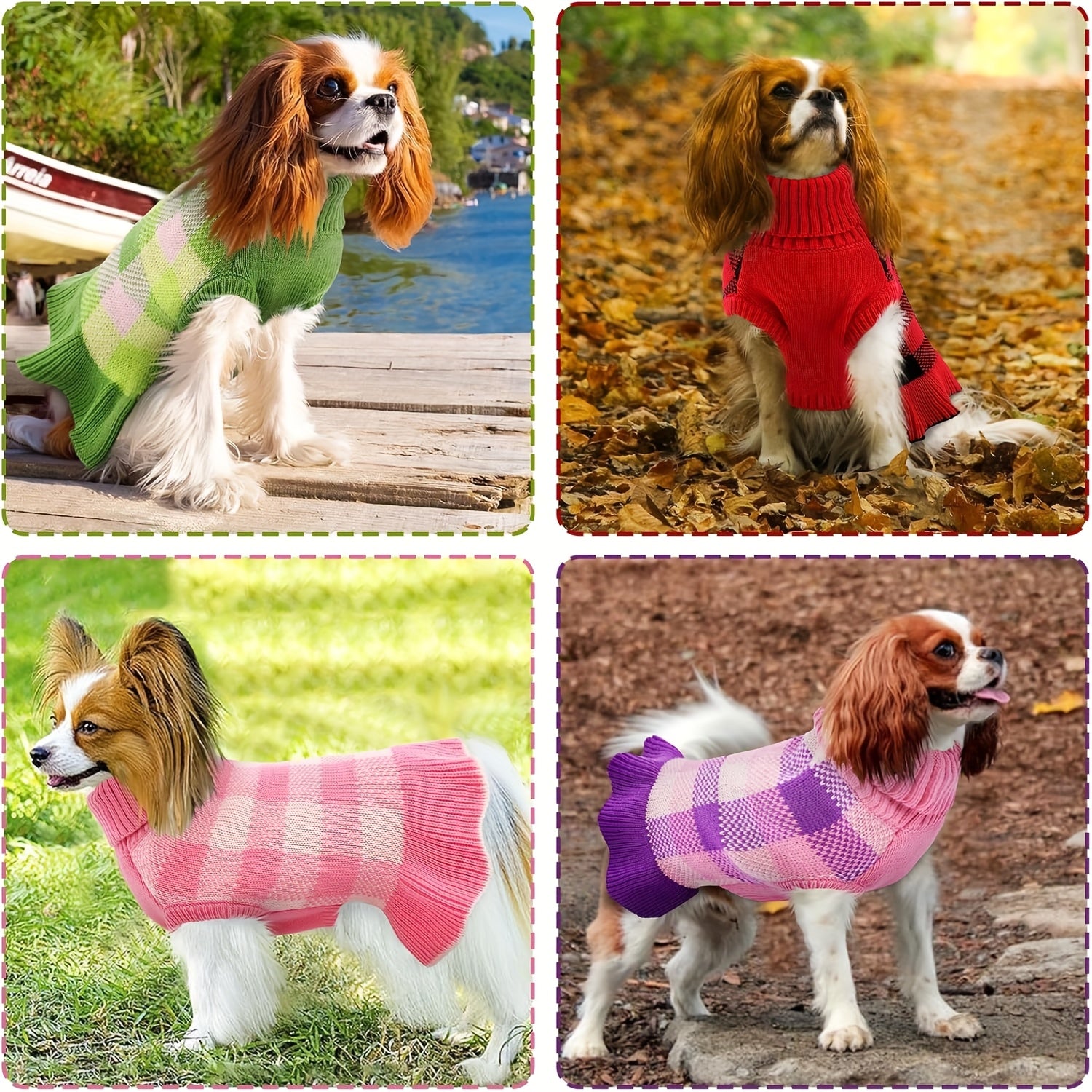 Winter Dog Sweater - Stretchy Knit Pullover Sweater for Small, Medium, Large Dogs - Warm Pet Sweater with Pink, Easy Slip-On Outfit for Cold Weather, Christmas, Photoshoots - Hand Wash Only - Ideal Gift for Dog Owners, Dog Sw