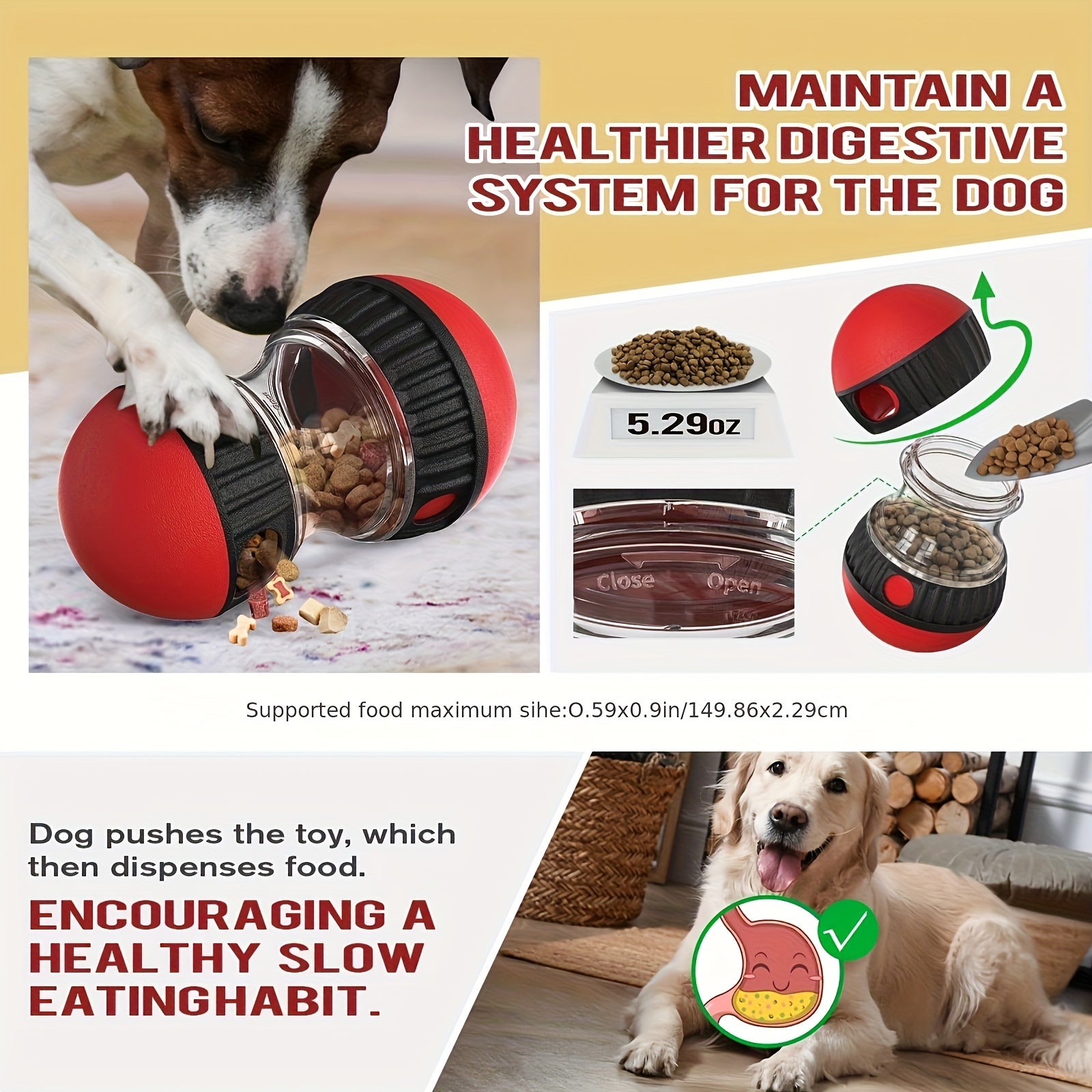 1pc Interactive Dog Snack Dispenser & Rolling Ball Toy - Slow Feeder for Mental Stimulation, Durable Plastic Travel Pet Toy with Treat Dispensing, No Batteries Needed for Medium Dogs, Interactive Dog Toy, Playful Design
