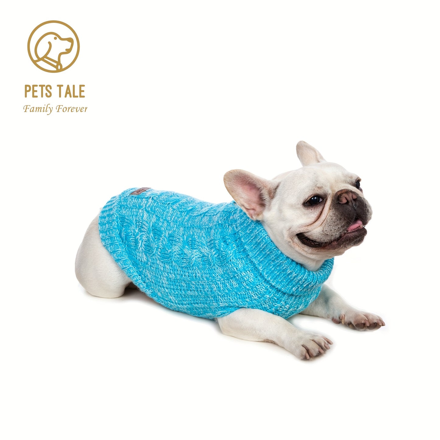 PETS TALE Dog Sweater Cable-Knit Pullover with Chain Detailing & Tag - Machine Washable Cozy Winter Sweater for Small, Medium & Large Breeds, Navy Blue, Dog Sweater for Small Dogs, Durable Petwear