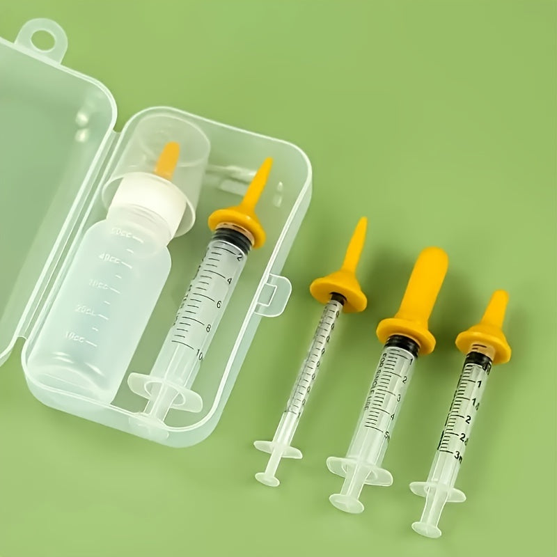 Complete Youngsters Kitten Nursing Kit - Soft Silicone Pet Feeding Bottle & Syringes with Measurement Markings, Includes Spare Soothing Items & Washcloth - Ideal for Cats