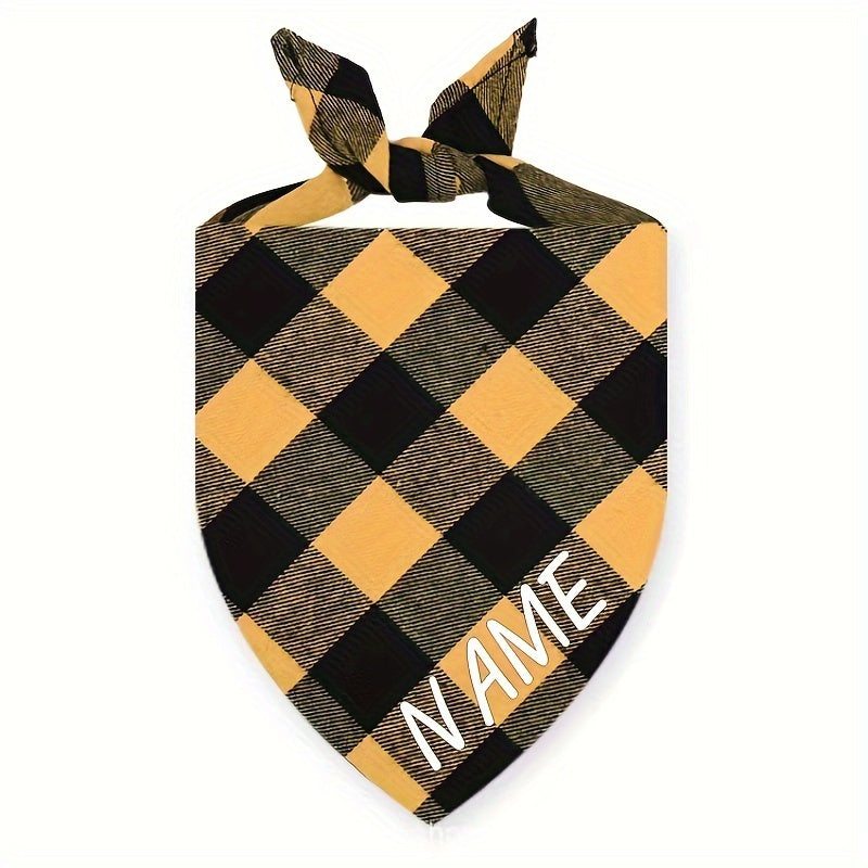 Fashionable Personalized Dog & Cat Plaid Scarf - Stylish Triangle Bibs for Pets - Durable Decorative Accessory, Customized for Your Furry Friends