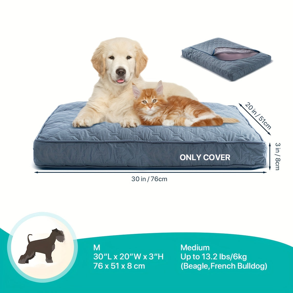 1pc & Machine Washable Dog Bed, Anti-Leakage Removable Dark Gray Pet Bed Cover, Dog Bed Protector Rainbow Dog Paw Furniture Cover for Extra Large, Large, Medium, Small Dogs