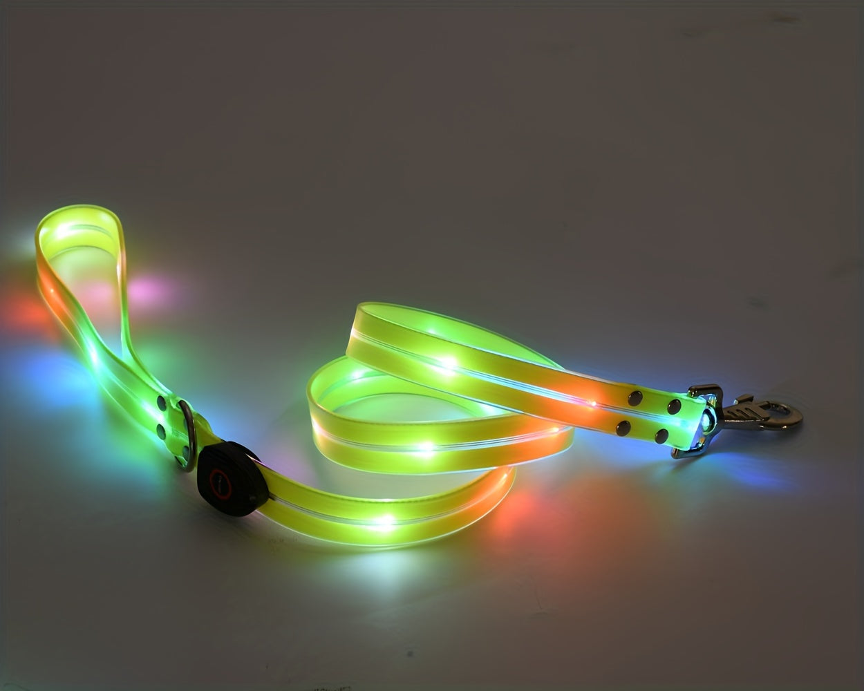 LED Dog Light Up Collar Leash Set, Adjustable Pet Collar, Usb Rechargeable Night Colorful Light Visibility 100+m/328+ft Pet Leash