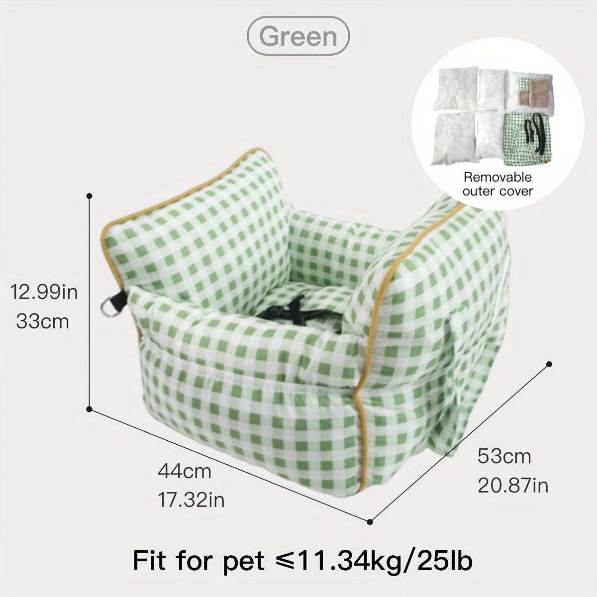 Dog Carrier Car Seat for Dogs & Cats - Portable Warm Travel Pet Bed with Safety Hook & Buckle, Handheld/Shoulder Strap, Fits Car Front/Back Seat, Suitable for Fall/Winter, Christmas Gift