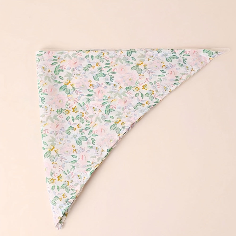 2pcs Dog Bandanas, Floral Print Pet Scarves, Breathable Polyester, Machine Washable, All-Season Comfort, Knit Fabric Pullover Pet Accessories for Small, Medium, Large, and Extra Large Breeds