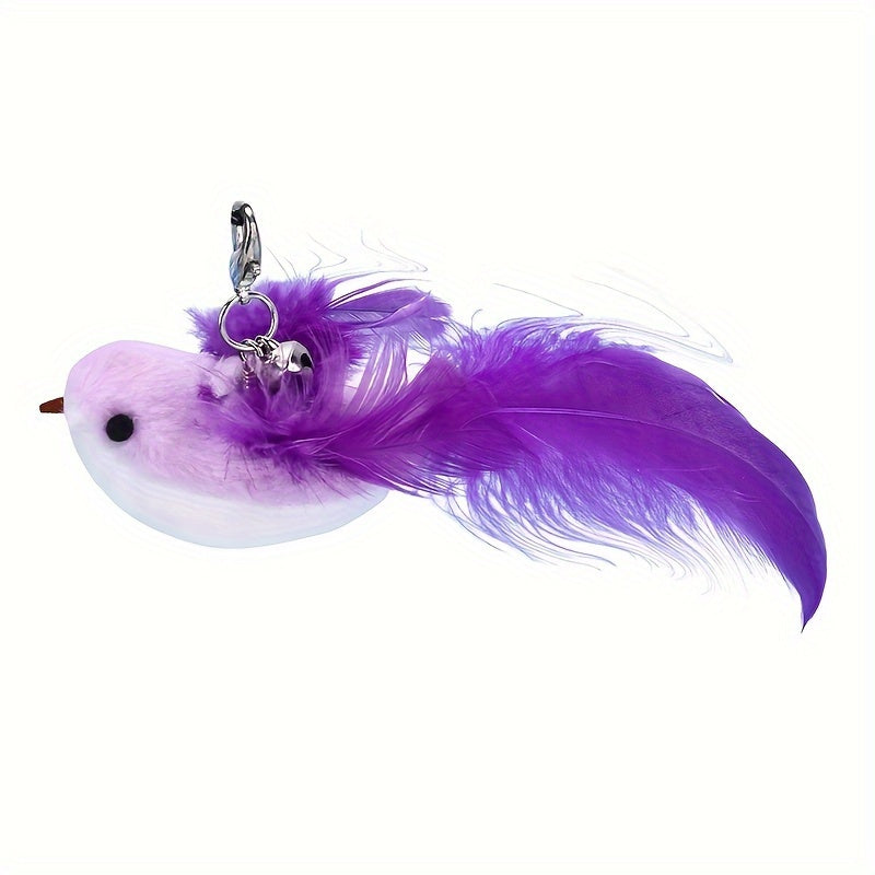 Colorful Feather Bird Cat Teaser Stick - Long Steel Wire Pole with Glue Suction Cup - Cute and Vivid Simulation Pet Toy for Self-Entertainment and Bite-Resistant Cat Supplies