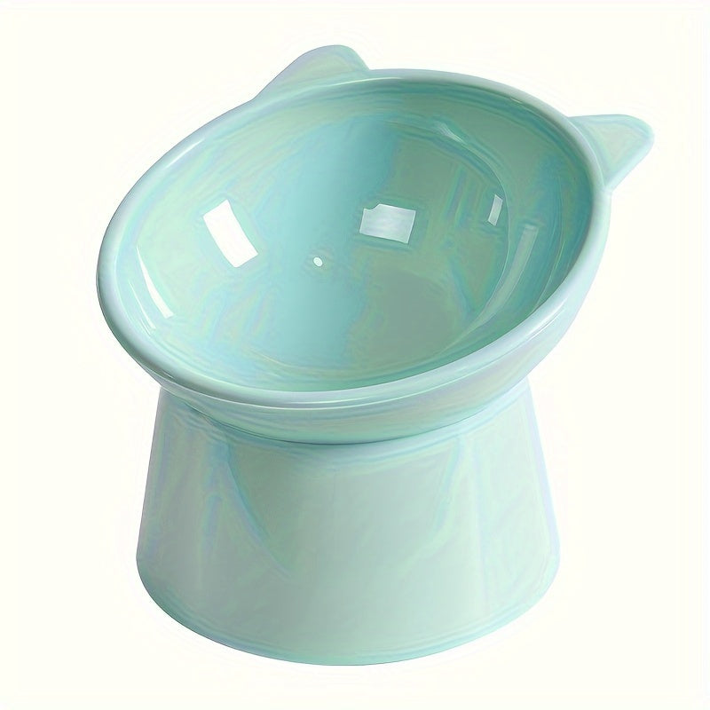 Ergonomic Elevated Cat Bowl – Angled & Raised Feeder for Neck Comfort – Sturdy Plastic, Non-Slip Design – Ideal for Food & Water, Perfect for Household Pets
