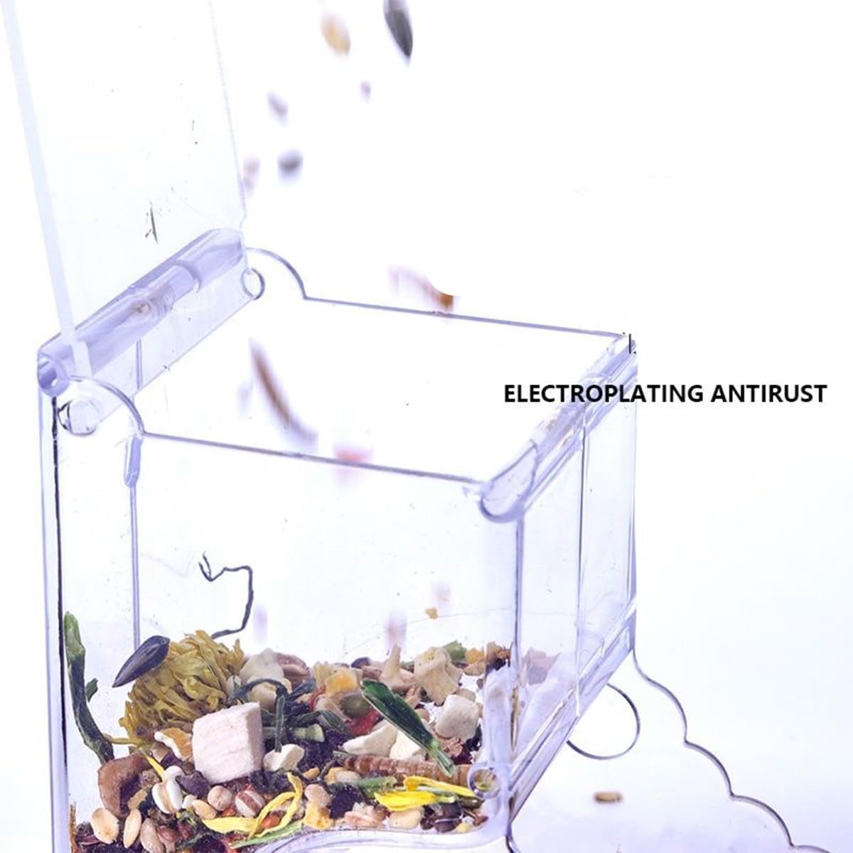 Pet Feeding Dispenser for Dwarf Hamsters, Gerbils, Hedgehogs, Guinea Pigs, Birds and Other Small Pets - Acrylic Transparent Pet Food Storage Bowl
