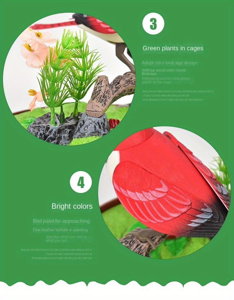Simulation Voice-activated Bird Decoration Display Electric Induction Parrot Can Call And Move Birdcage Electronic Pet Toy