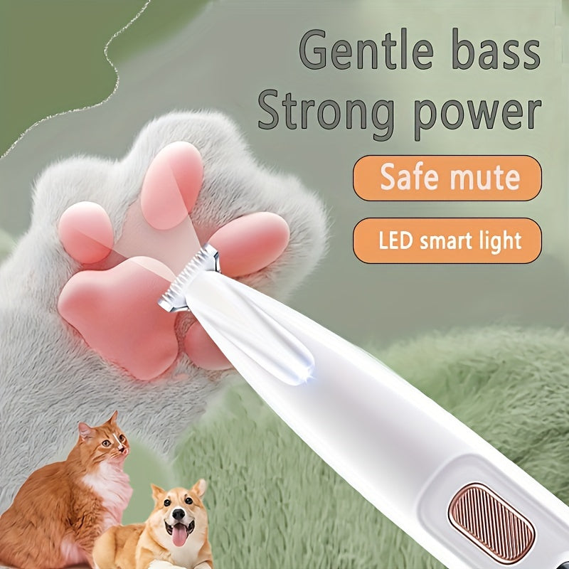 1pc Pet Grooming Clipper Kit, USB Rechargeable Cordless Electric Silent Dog and Cat Razor, Battery Powered with LED Lighting, Multi-Part Trimming for Paw & Body, Sophisticated Styling, Germ-Free