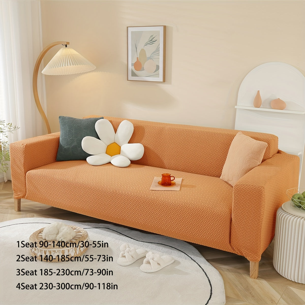 A Stretch Sofa Cover, Thickened Star Chain Knitted Jacquard Sofa Cover 1/2/3/4 Seat Sofa Protection Cover, Elastic at The Bottom, for The Family with Pets, Full-Bag Sofa Dust Cover
