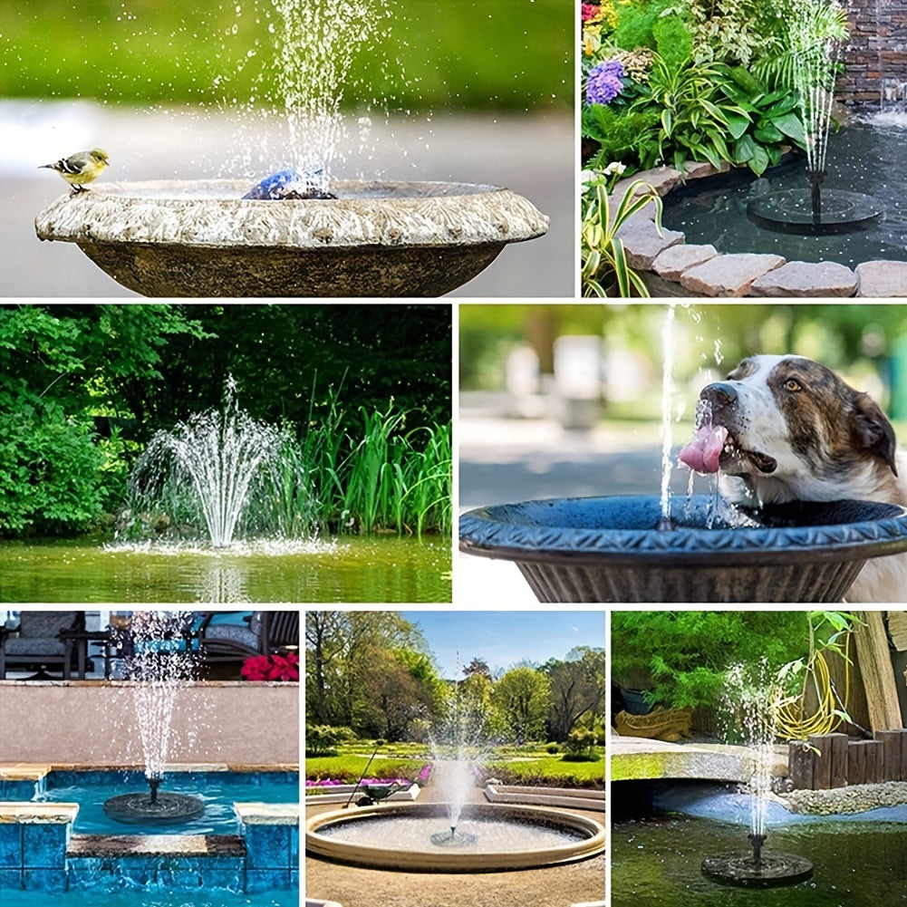1pc Solar Powered Solar Fountain Water Pump With 6 Nozzles For Bird Bath, Pond, Garden, Backyard Decoration, Outdoor Aquarium