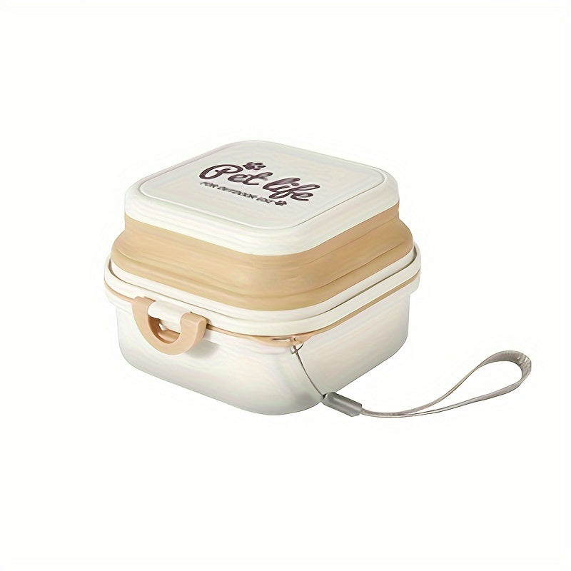 Pet Dancer 2-in-1 Portable Dog Bowl for Travel, Camping & Hiking - Durable PP Material, Leak-Proof Lid, Ergonomic Handles, White & Beige Design, Food & Water Feeder for Dogs, Hiking Essentials | Ergonomic Pet Bowl | Leakproof