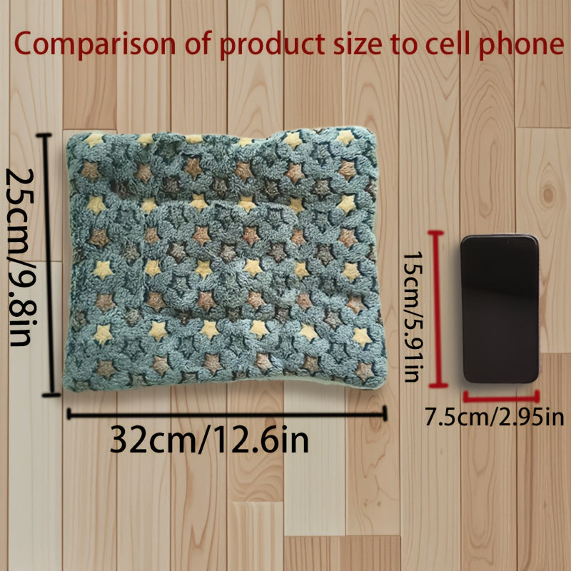Cozy Plush Dog Mat - Thick, Warm Pet Bed with Geometric Star Pattern, Gray & White, Four Seasons, Polyester Fiber Filling, Ideal for Small to Large Breeds, Dog Sleeping Mat