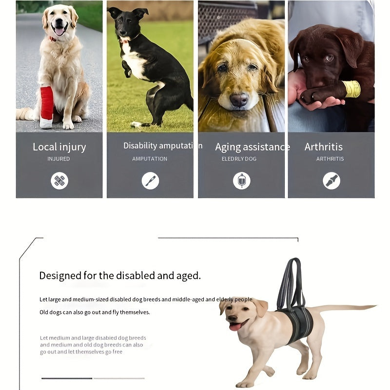 Adjustable Dog Lift Vest, Portable Pet Harness Support, for Large Dogs, Suitable for Elderly, Injured, Arthritis Dogs, with Striped Pattern, Elastic Material, Machine Washable