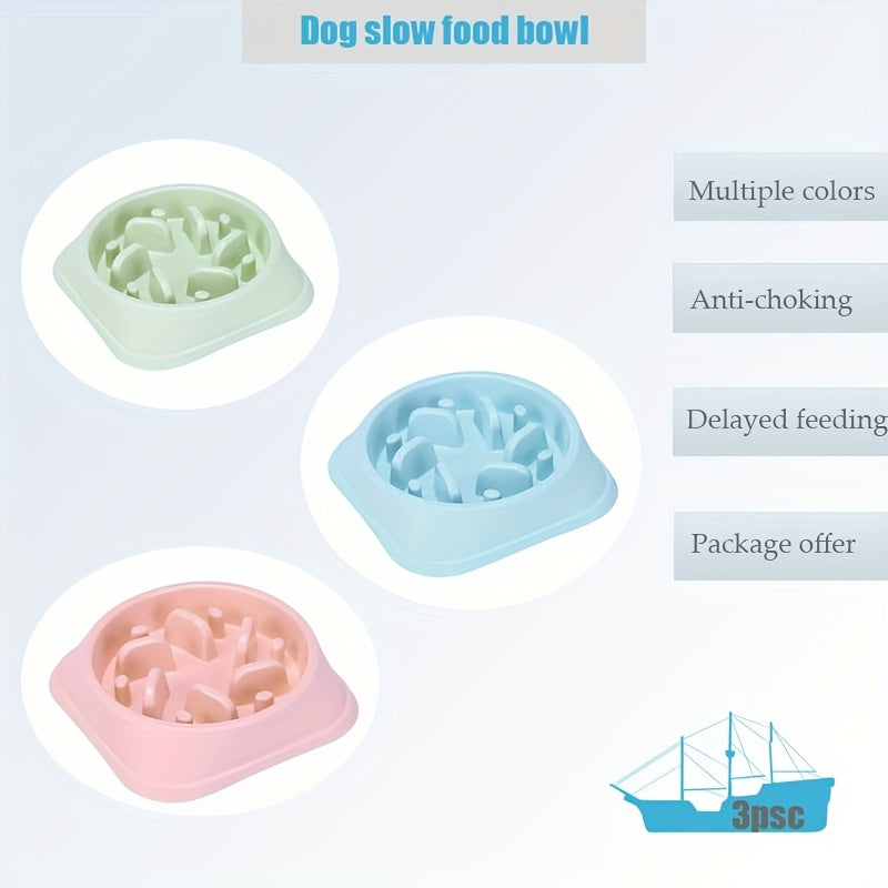 Slow Feeder Dog Bowl 3-Pack Set - Non-Slip Durable Bowls for Small Medium Large Dogs, Anti-Choking Puzzle Design, Easy to Clean Pet Feeding Dishes for Better Digestion & Mental Stimulation