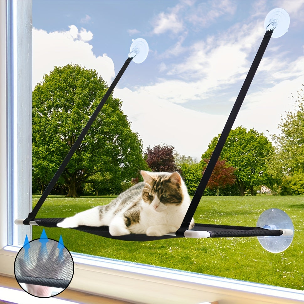 Polyester Cat Hammock for Window, Indoor Cat Perch, Resting Pet Bed, Mounted Cat Shelf, Space-Saving Window Seat for Large Cats, with Easy Assembly, for Kittens and Cats