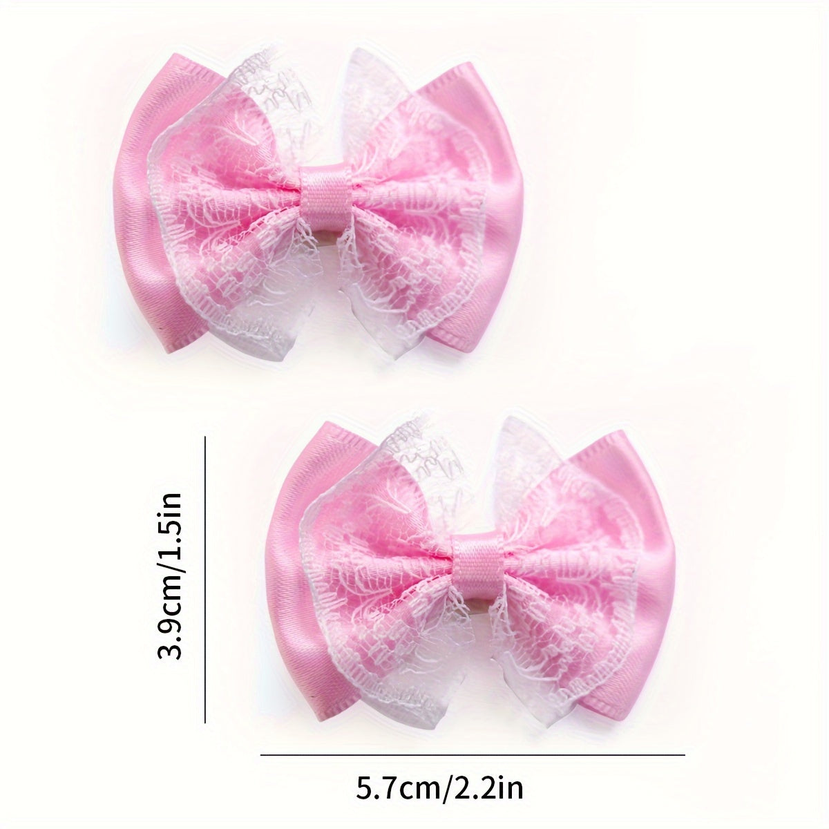 3 Pcs Cute Pink Lace Dog Hair Bows with Clips, Pet Grooming Accessories for Bichon, Teddy, Yorkshire, Maltese - Princess Style Puppy Hair Clips