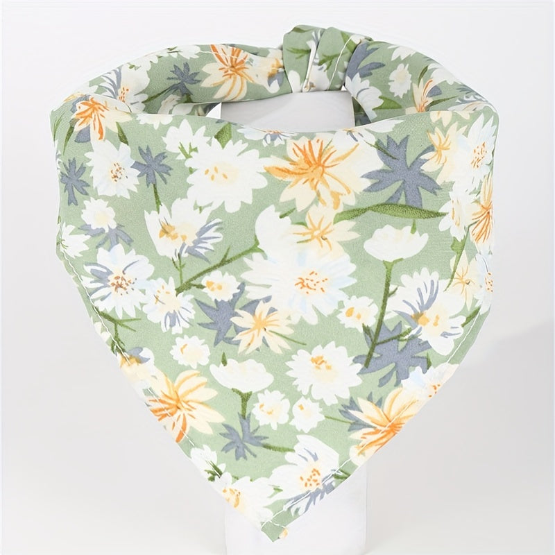 1pc Creative Flower Print Pet Bib for Small and Medium Dogs, Cat and Dog Triangle Scarf, Pet Scarf, Pet Accessories
