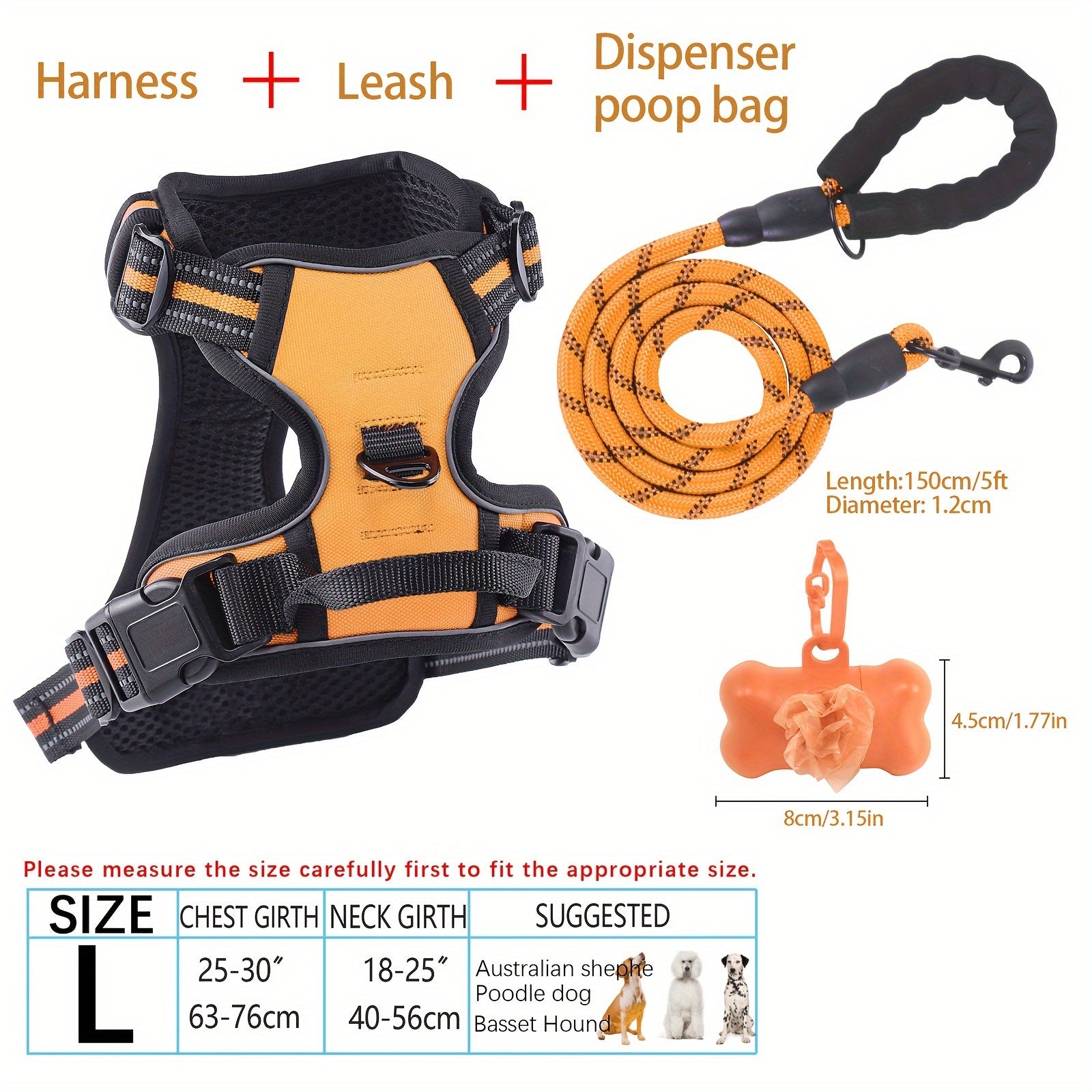 dog harness and leash set