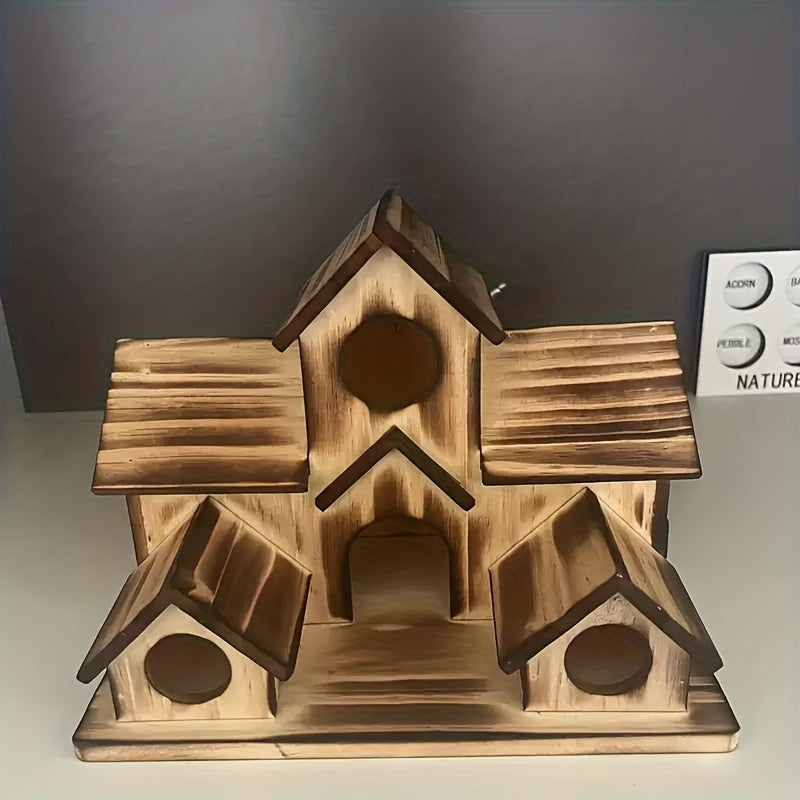 1pc Bird Houses For Outside, Wooden Bird House, Hanging Bird House, Handmade Natural Bird House, Beautiful Birdhouses, Garden Supplies