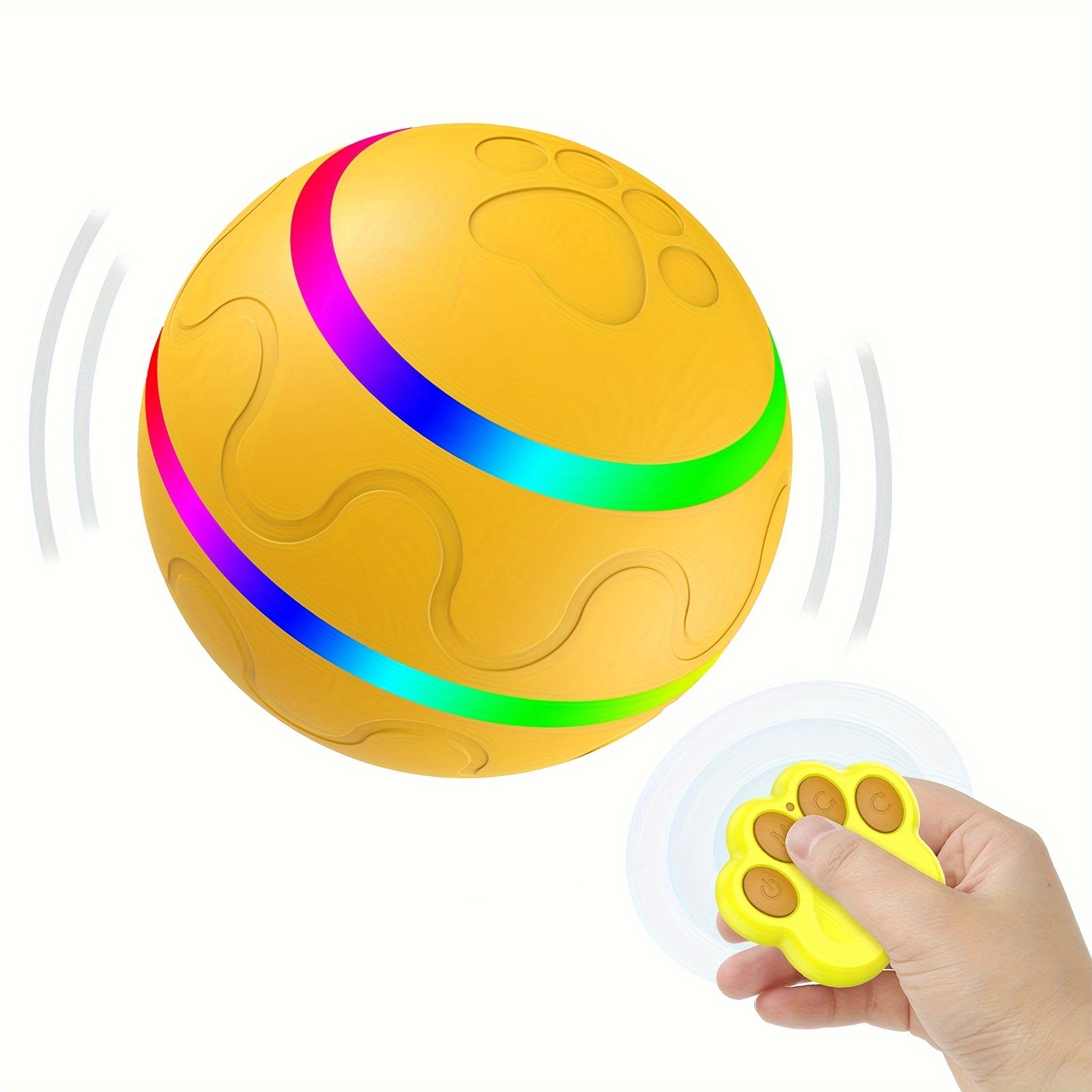 For Medium/Large Dogs Interactive Smart Pet Toy Ball with Bouncing Motion, Colorful Attraction Lights, Crazy/Normal Modes, USB Rechargeable and Remote Control