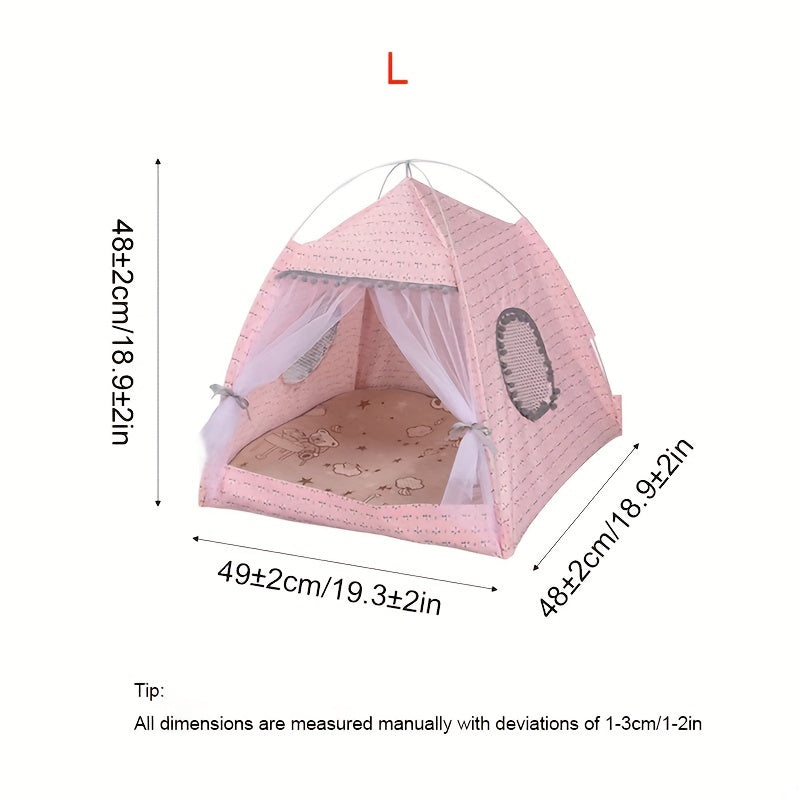 1pc Semi-enclosed Pet Floral Tent, Cute Cooling Pet Bed, Comfortable All Seasons Universal Cat Nest