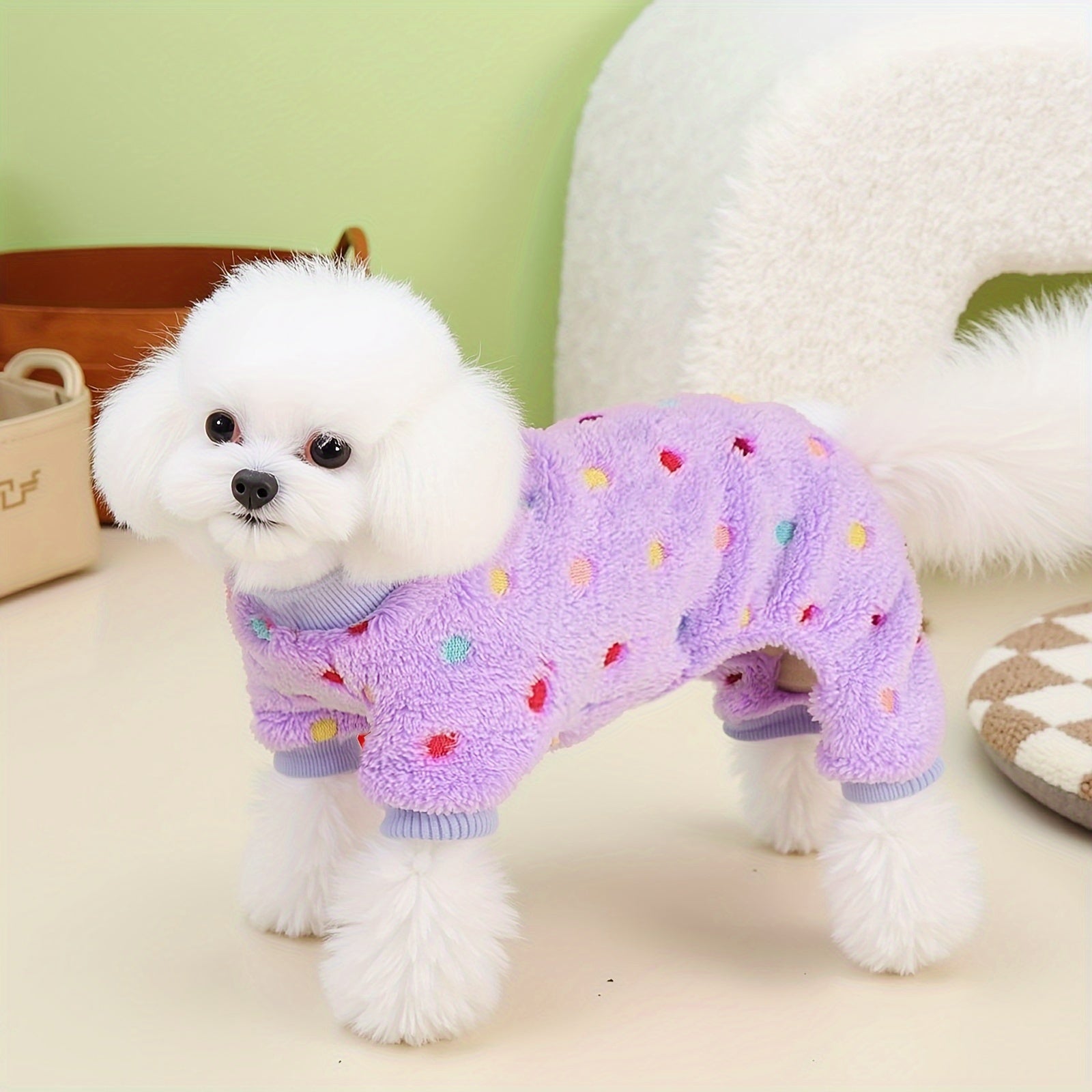 Extra Small Dog Pajamas, Soft & Stretchy 4 Legs Dog Sweater Jumpsuit, Cute Fall Winter Dog Onesies Pet Apparel Outfits for Chihuahua Yorkie