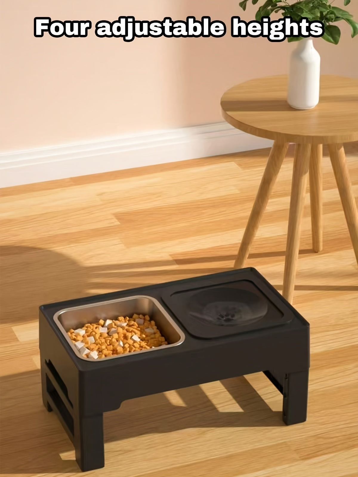1pc Customizable 2-in-1 Adjustable Raised Dog Bowls with No Spill Design - Stainless Steel & Plastic, Ideal for Small, Medium, Large Dogs & Cats, Elevated Pet Feeding Station, Pet Feeding Station | Customizable Pet Accessorie