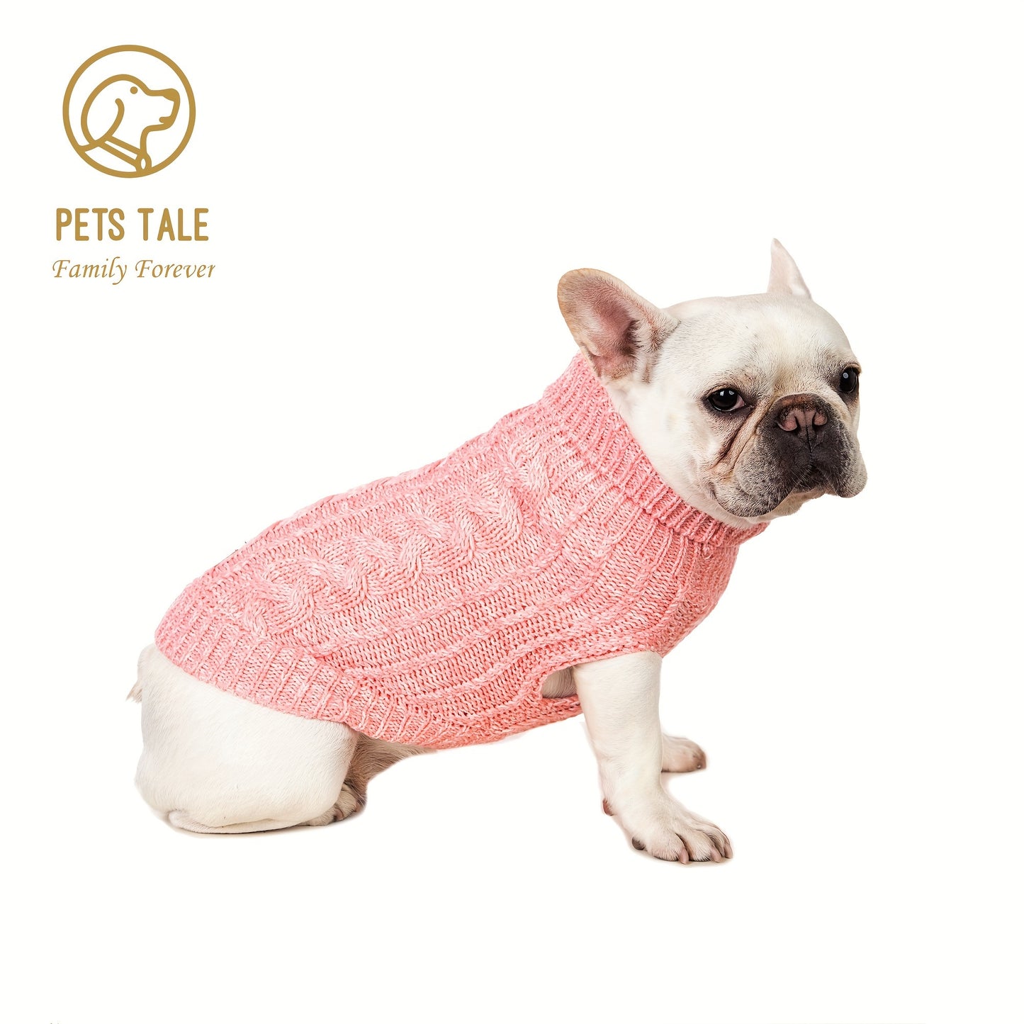 PETS TALE Dog Sweater Cable-Knit Pullover with Chain Detailing & Tag - Machine Washable Cozy Winter Sweater for Small, Medium & Large Breeds, Navy Blue, Dog Sweater for Small Dogs, Durable Petwear