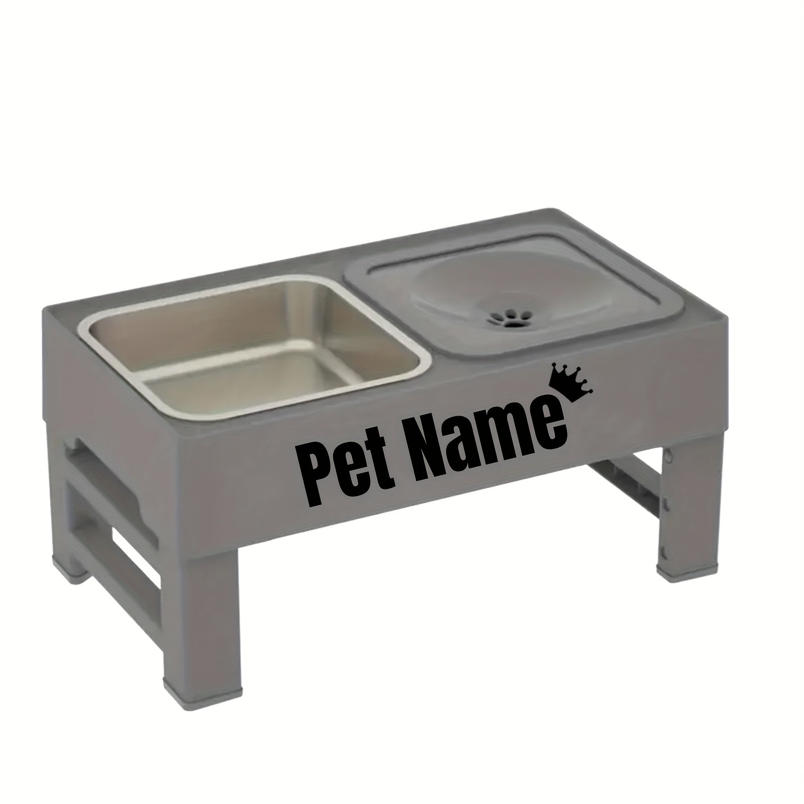 1pc Customizable 2-in-1 Adjustable Raised Dog Bowls with No Spill Design - Stainless Steel & Plastic, Ideal for Small, Medium, Large Dogs & Cats, Elevated Pet Feeding Station, Pet Feeding Station | Customizable Pet Accessorie