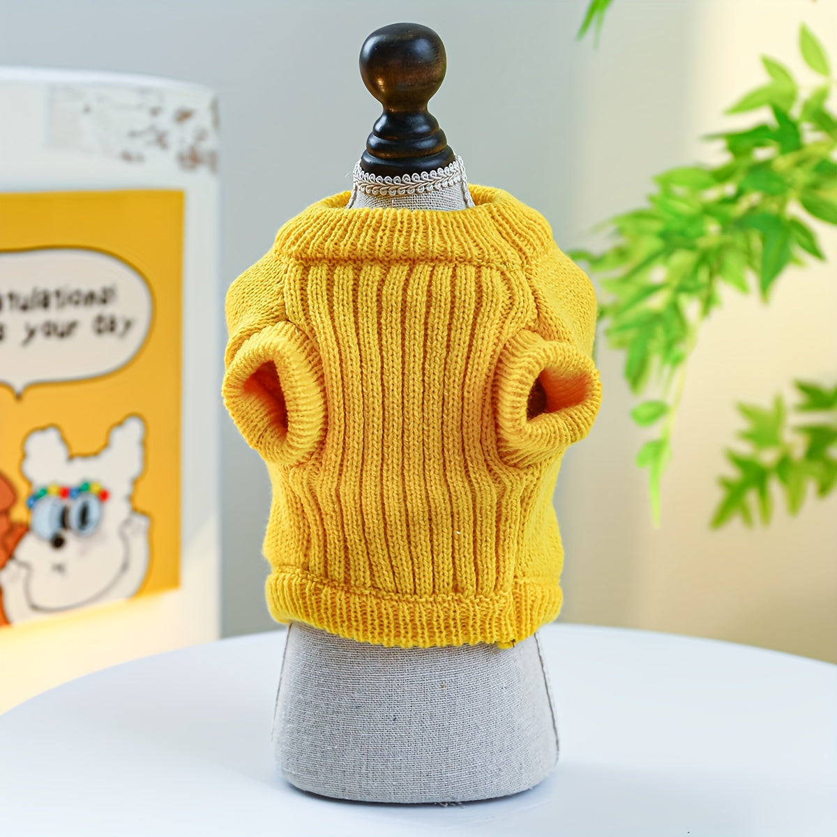 Small Breed Dinosaur Costume Dog Sweater - Yellow Acrylic Knit Pullover for Teddy, Pomeranian, Bichon, Poodle - Warm Autumn and Winter Pet Apparel