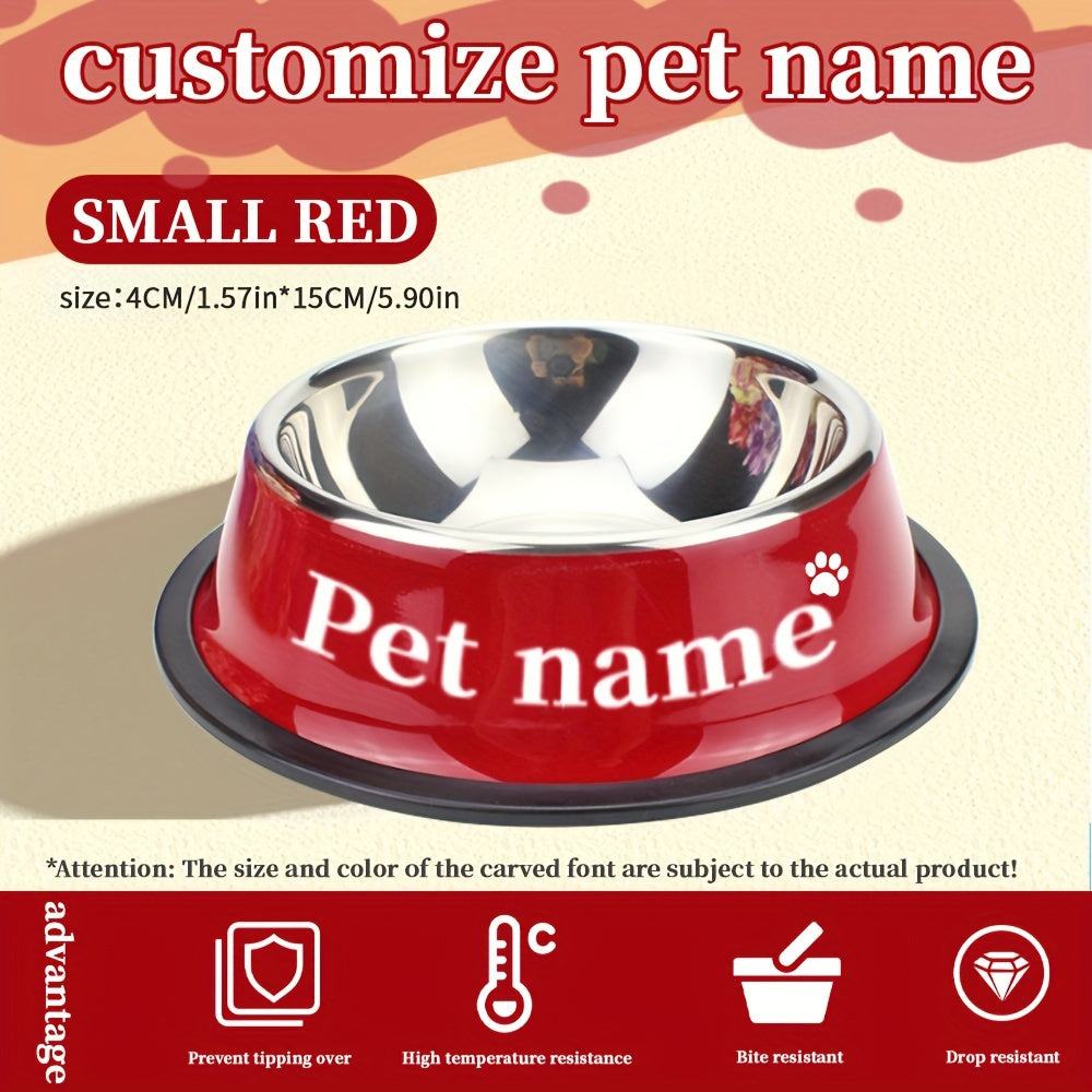 Stainless Steel Non-Slip Pet Bowl - Custom Engraved with Personalized Name - Ideal Memorial Gift for Pet Owners, Tip-Resistant, Stylish Pet Dish, Dog Memorial Items
